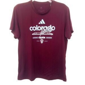 NEW Colorado Rapids MLS Adidas Pregame T-Shirt Womens Large Maroon Aeroready Tee